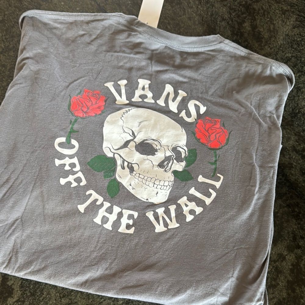 Vans Gray Skull and rose Men's Shirt - Picture 9 of 9